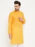 Men's Yellow Cotton Blend Kurta